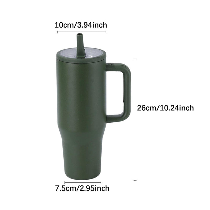 40 oz Tumbler with Handle Coffee Mug for Travel Keeps Hot/Cold Hours Iced Tea Dark green