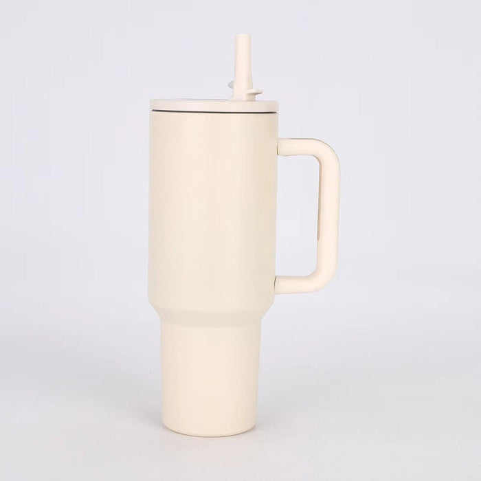 40 oz Tumbler with Handle Coffee Mug for Travel Keeps Hot/Cold Hours Iced Tea Milky White