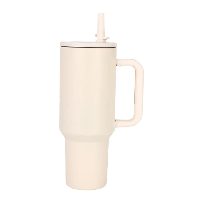 40 oz Tumbler with Handle Coffee Mug for Travel Keeps Hot/Cold Hours Iced Tea Milky White