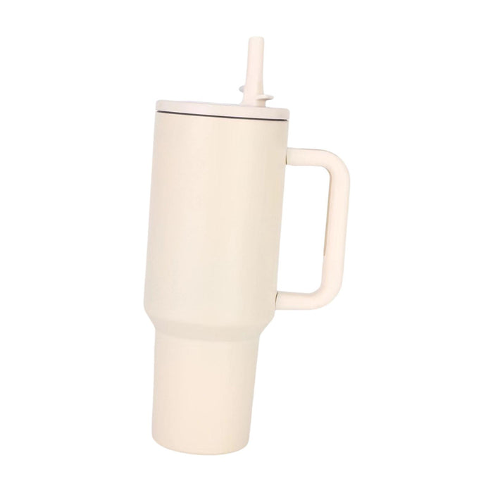 40 oz Tumbler with Handle Coffee Mug for Travel Keeps Hot/Cold Hours Iced Tea Milky White