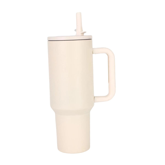 40 oz Tumbler with Handle Coffee Mug for Travel Keeps Hot/Cold Hours Iced Tea Milky White