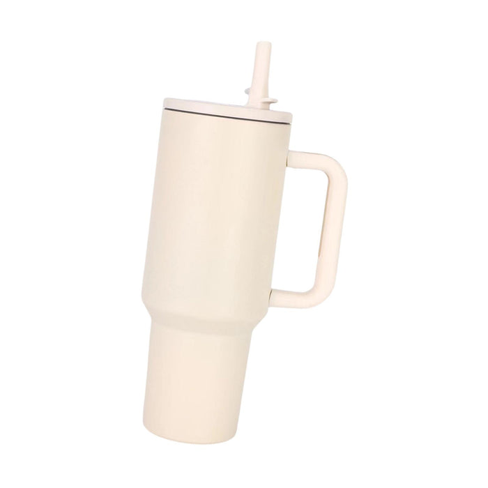 40 oz Tumbler with Handle Coffee Mug for Travel Keeps Hot/Cold Hours Iced Tea Milky White