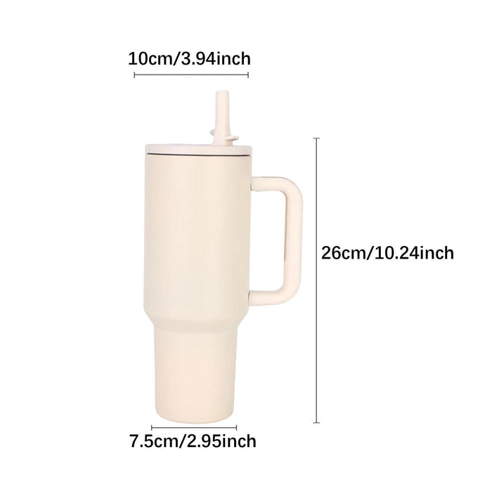 40 oz Tumbler with Handle Coffee Mug for Travel Keeps Hot/Cold Hours Iced Tea Milky White