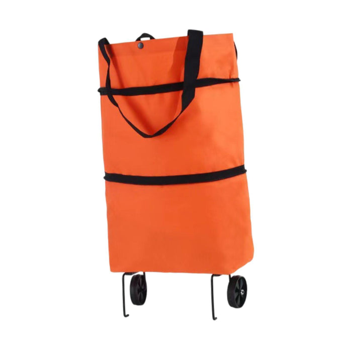 Crofta Rolling Shopping Bag Hand Truck Shopping Cart for Home Traveling Supermarket Orange