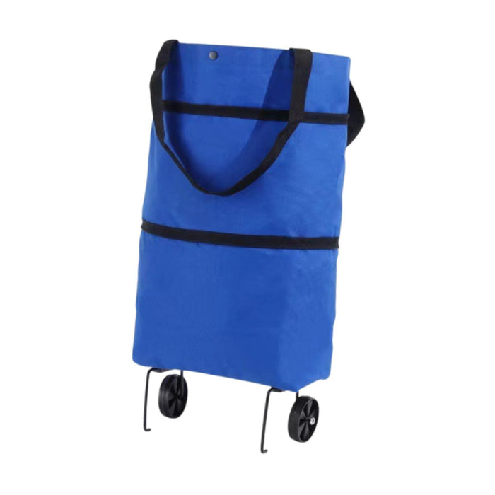 Crofta Rolling Shopping Bag Hand Truck Shopping Cart for Home Traveling Supermarket Blue