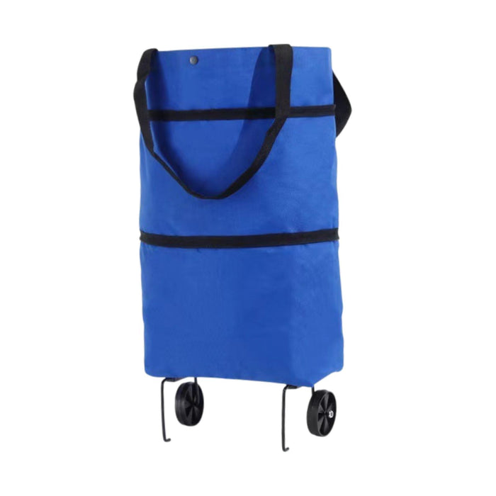 Crofta Rolling Shopping Bag Hand Truck Shopping Cart for Home Traveling Supermarket Blue