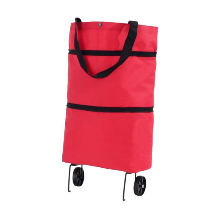 Crofta Rolling Shopping Bag Hand Truck Shopping Cart for Home Traveling Supermarket Red