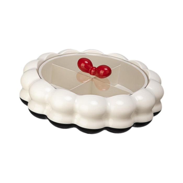 Crofta Serving Tray with Lid Living Room Nut Serving Dish for Sweets Cookies Snacks Divided Black White