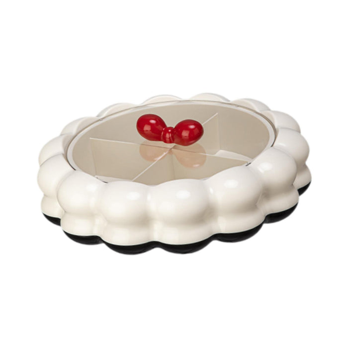 Crofta Serving Tray with Lid Living Room Nut Serving Dish for Sweets Cookies Snacks Divided Black White