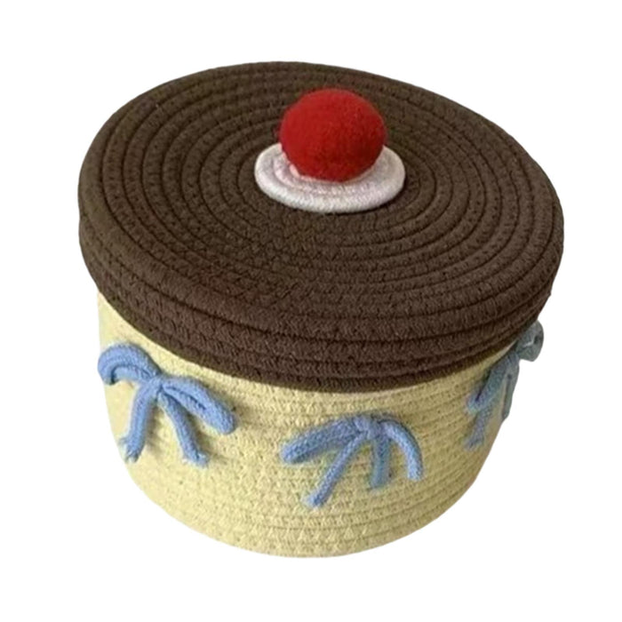 Crofta Cotton Rope Storage Basket Round Gifts Covered for Clothes Diaper Home Decor