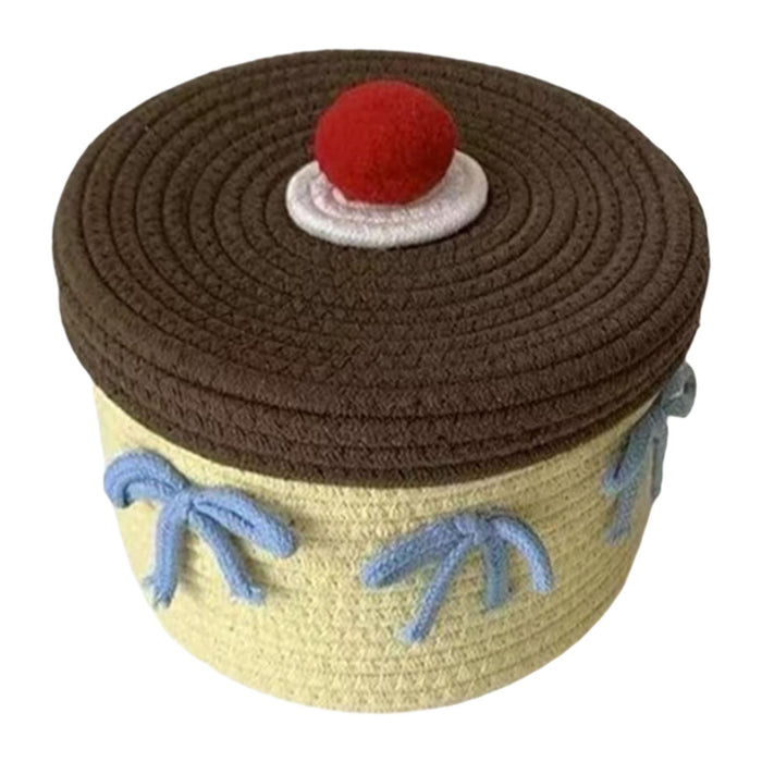 Crofta Cotton Rope Storage Basket Round Gifts Covered for Clothes Diaper Home Decor