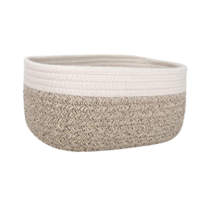 Crofta Cotton Rope Basket Desktop Sundries Storage Basket for Baby Dog Toy Entryway 25cmx18cmx13cm