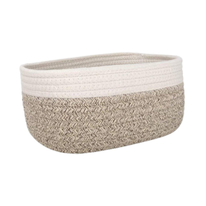 Crofta Cotton Rope Basket Desktop Sundries Storage Basket for Baby Dog Toy Entryway 25cmx18cmx13cm