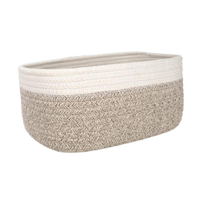 Crofta Cotton Rope Basket Desktop Sundries Storage Basket for Baby Dog Toy Entryway 30cmx21cmx14cm