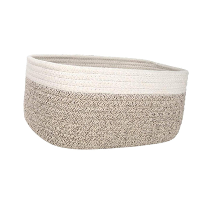 Crofta Cotton Rope Basket Desktop Sundries Storage Basket for Baby Dog Toy Entryway 30cmx21cmx14cm