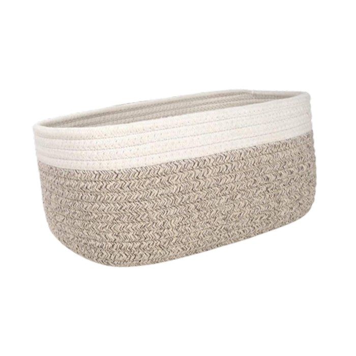 Crofta Cotton Rope Basket Desktop Sundries Storage Basket for Baby Dog Toy Entryway 30cmx21cmx14cm