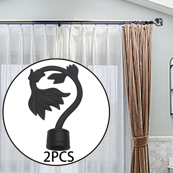 2x Curtain Pole Ends Drapery Rail Pole Head Cap Curtain Rod Finials for Home Style A