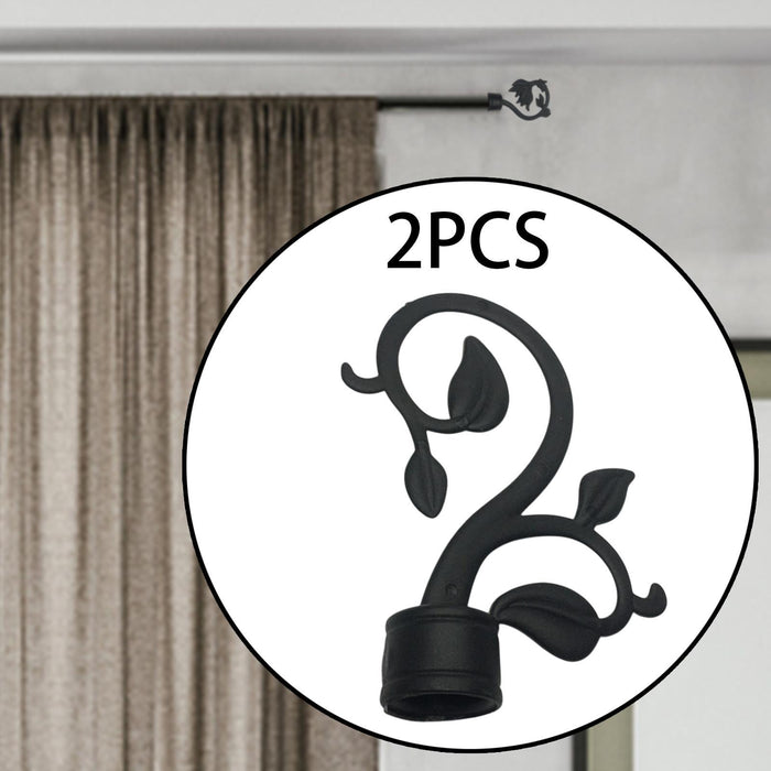 2x Curtain Pole Ends Drapery Rail Pole Head Cap Curtain Rod Finials for Home Style D