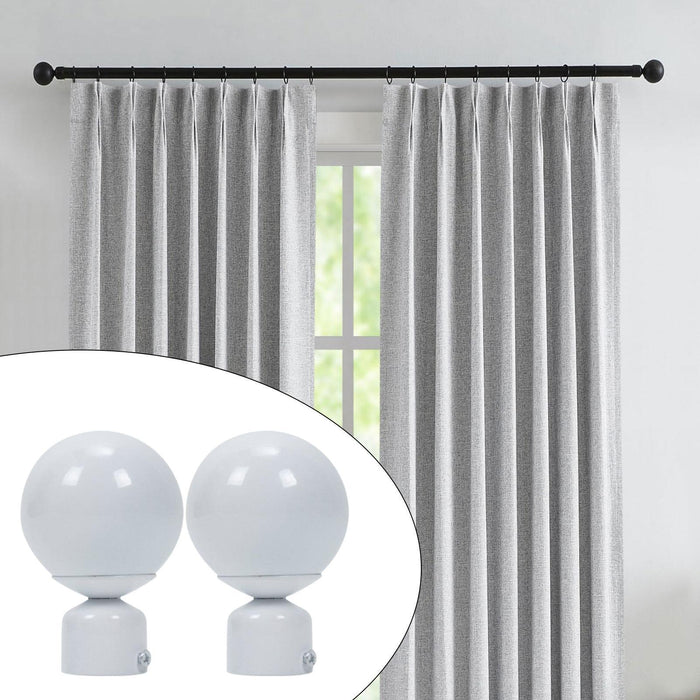 2x Window Curtain Rod Finials Metal Sleek for Dressing Room Decoration Hotel White