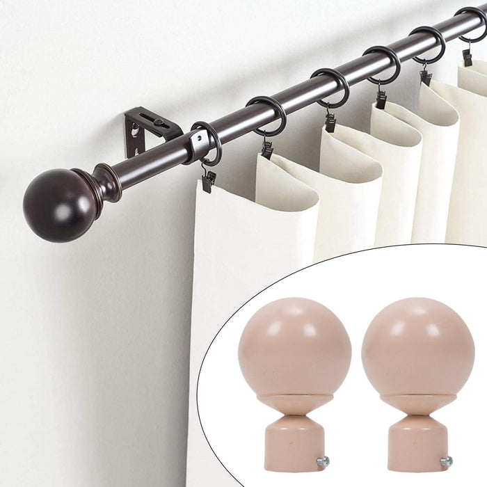 2x Window Curtain Rod Finials Metal Sleek for Dressing Room Decoration Hotel Pink