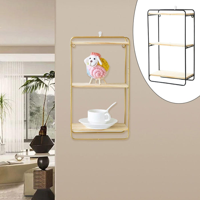 3 Tiers Wall Mounted Storage Rack Wall Storage Holder for Living Room Toilet Black