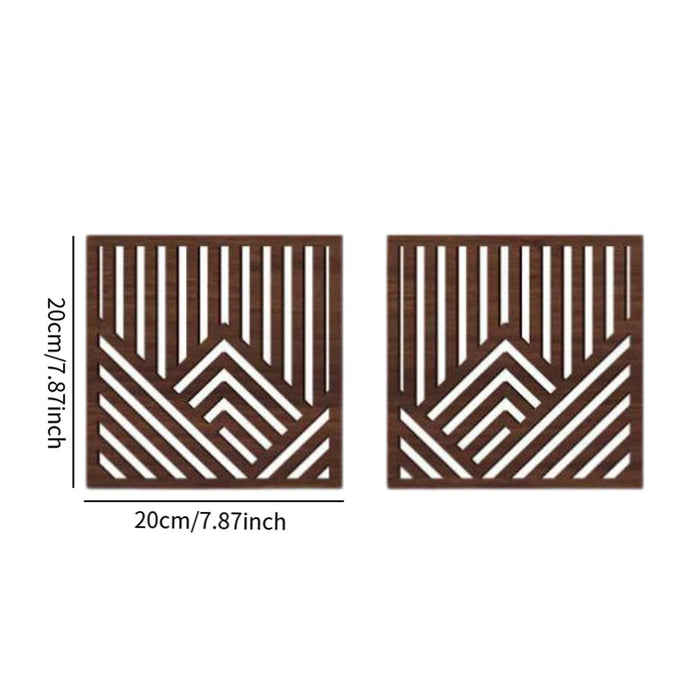 2x Wooden Wall Art Decor Wall Decoration for Bathroom Background Dining Room Brown