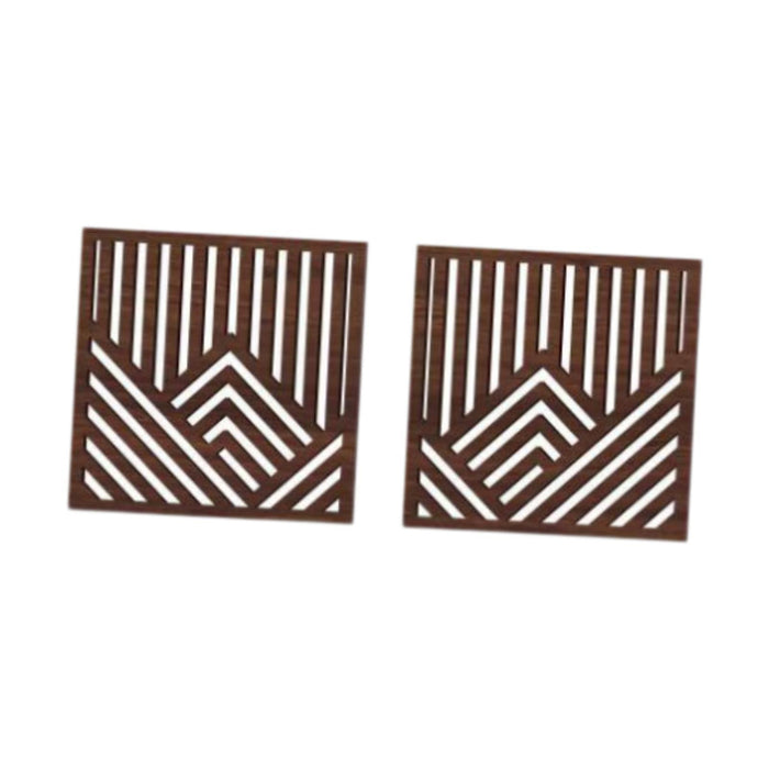 2x Wooden Wall Art Decor Wall Decoration for Bathroom Background Dining Room Brown