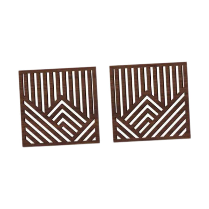 2x Wooden Wall Art Decor Wall Decoration for Bathroom Background Dining Room Brown