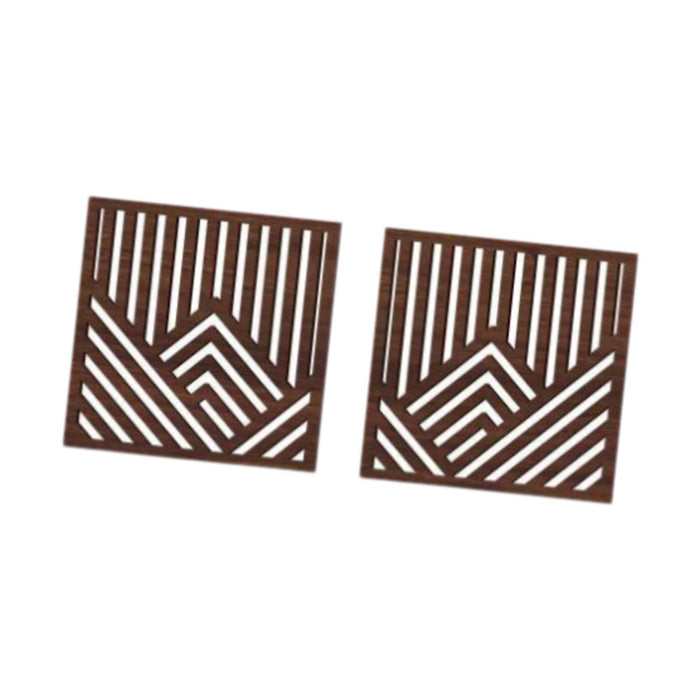 2x Wooden Wall Art Decor Wall Decoration for Bathroom Background Dining Room Brown