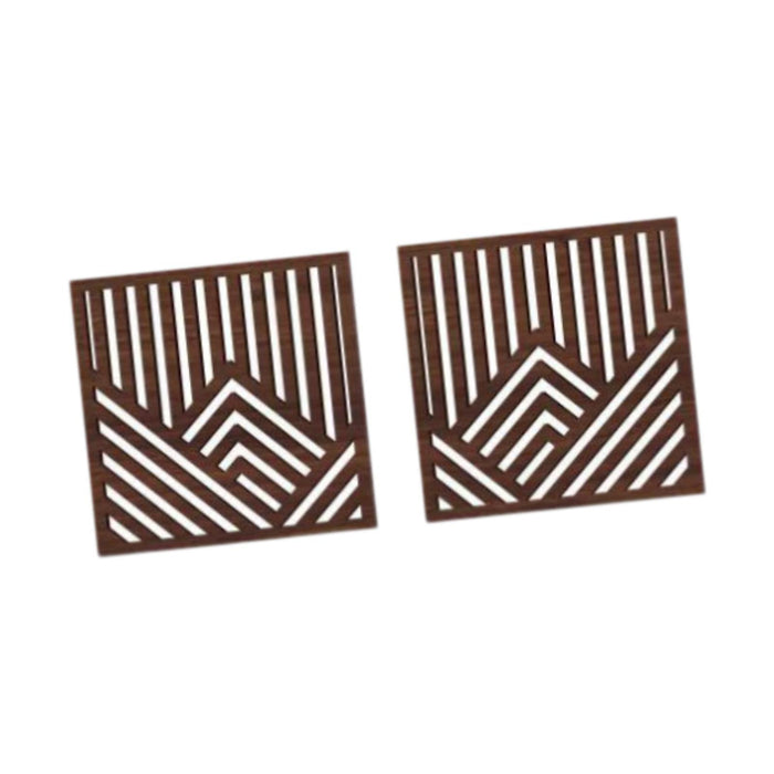 2x Wooden Wall Art Decor Wall Decoration for Bathroom Background Dining Room Brown