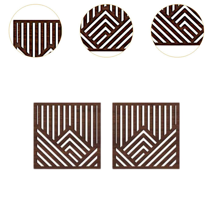 2x Wooden Wall Art Decor Wall Decoration for Bathroom Background Dining Room Brown