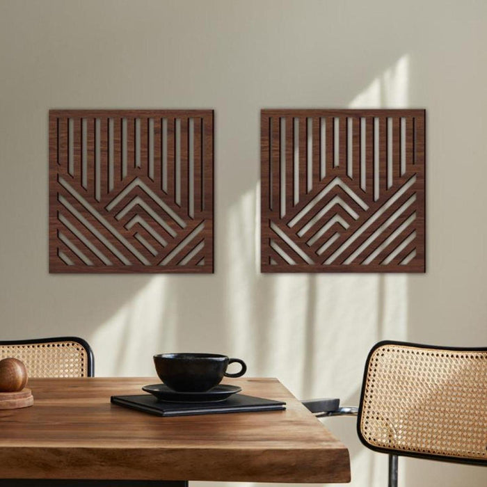 2x Wooden Wall Art Decor Wall Decoration for Bathroom Background Dining Room Brown