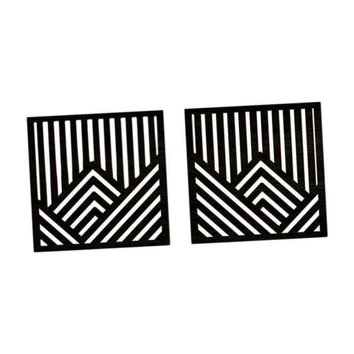 2x Wooden Wall Art Decor Wall Decoration for Bathroom Background Dining Room Black