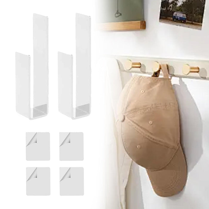 2 Pieces Hat Racks for Baseball Caps Wall Hat Hooks for Wardrobe Living Room Clear