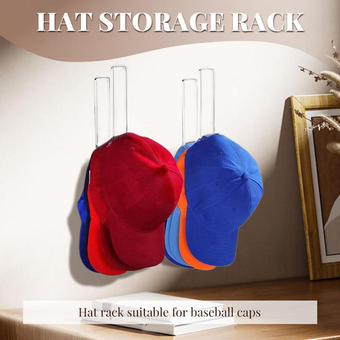 2 Pieces Hat Racks for Baseball Caps Wall Hat Hooks for Wardrobe Living Room Clear