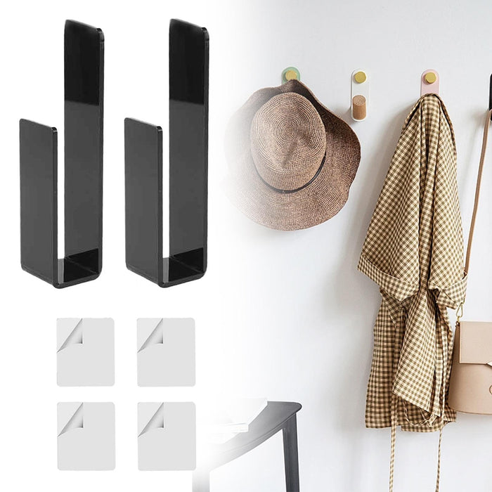 2 Pieces Hat Racks for Baseball Caps Wall Hat Hooks for Wardrobe Living Room Black