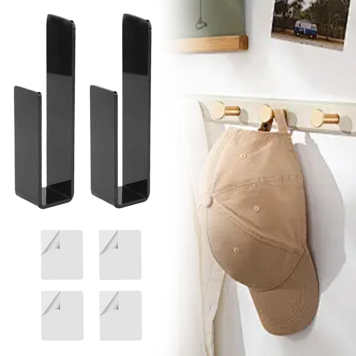 2 Pieces Hat Racks for Baseball Caps Wall Hat Hooks for Wardrobe Living Room Black