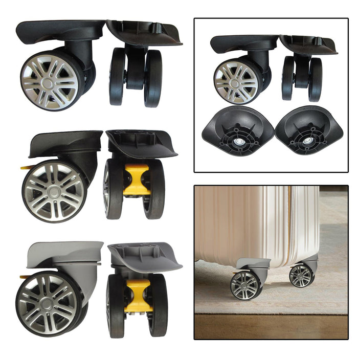 2Pcs Luggage Mute Wheel 360 Rotation Universal Heavy Duty for Luggage Kits Black without Brake