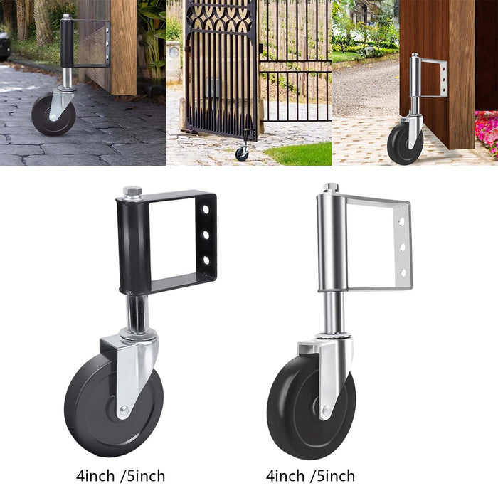 Spring Loaded Gate Wheel Support Gate Caster for Gate Yard Fence Residential 4inch Black