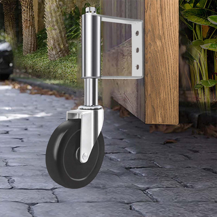 Spring Loaded Gate Wheel Support Gate Caster for Gate Yard Fence Residential 4inch Silver