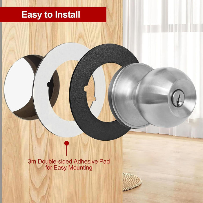 2x Door Knob Plates Door Accessories Easy to Install Door Lock Repair Plates Black