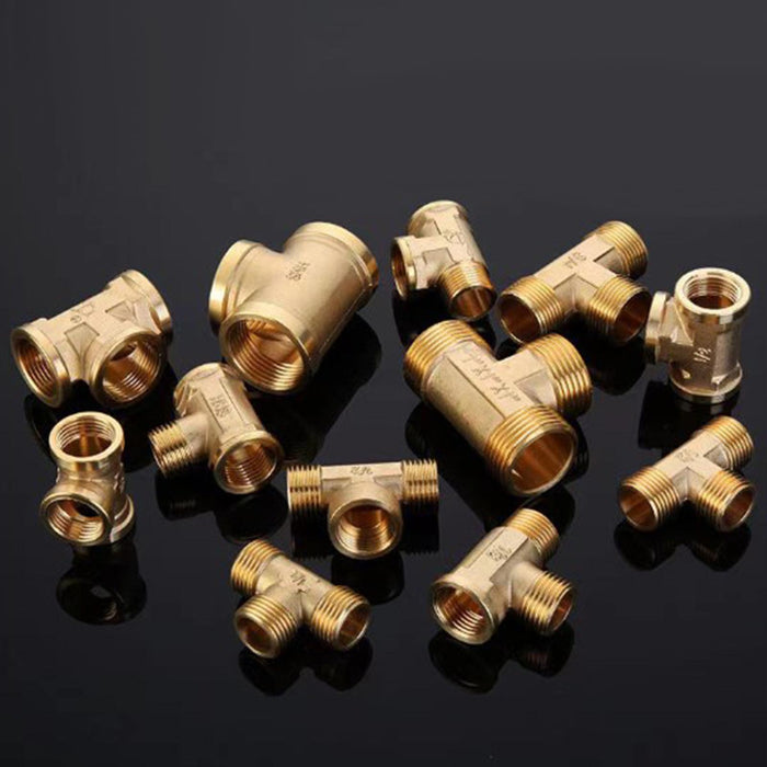 Tee Pipe Fitting Brass Home for Sprinkler Pipe Plumbing Water Pipe Connector Style B