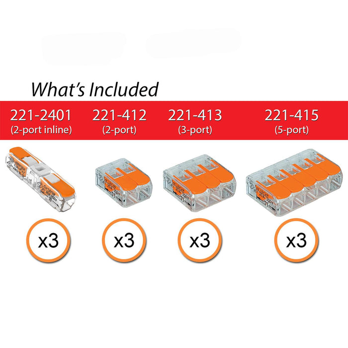 12 Pieces Compact Splicing Connector Kit for 221-2401's 20-12 AWG Lever Nuts