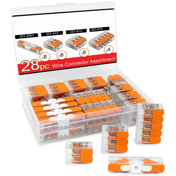 28 Pieces Compact Splicing Connector Assortment Premium with Case Lever Nuts