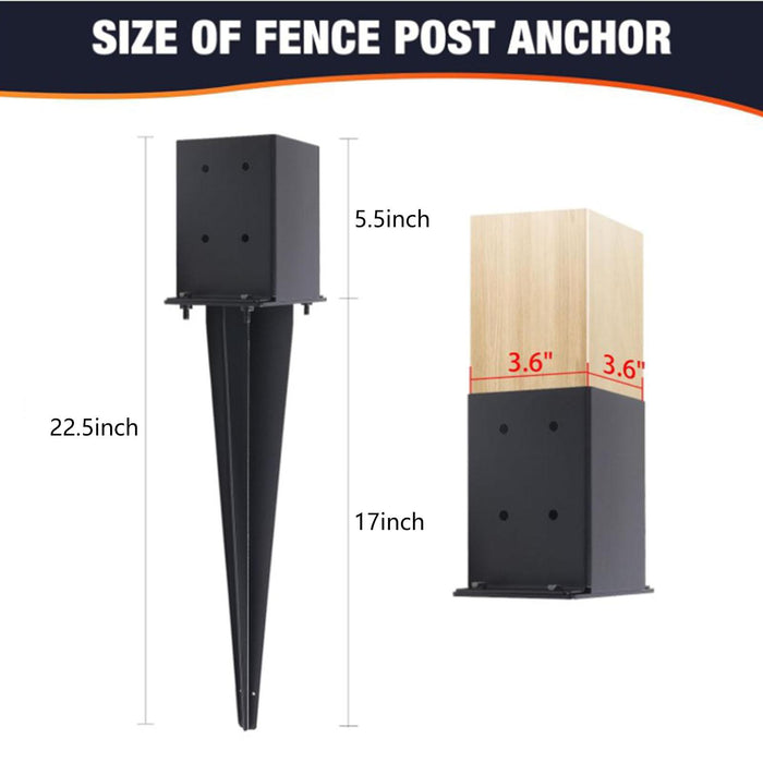 2Pcs Fence Post Anchor Ground Spikes Metal Post Stake for Porch Mailbox Fence