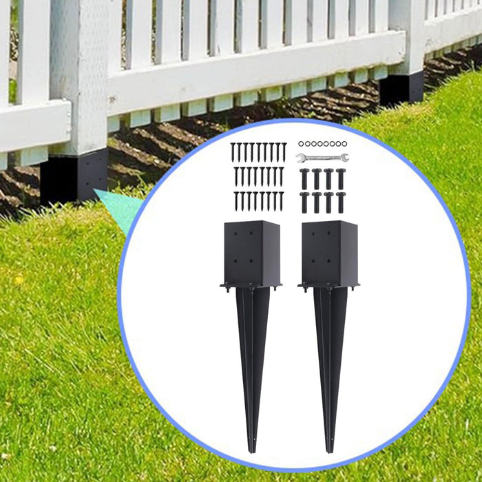 2Pcs Fence Post Anchor Ground Spikes Metal Post Stake for Porch Mailbox Fence