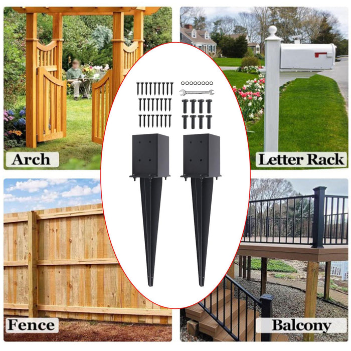 2Pcs Fence Post Anchor Ground Spikes Metal Post Stake for Porch Mailbox Fence