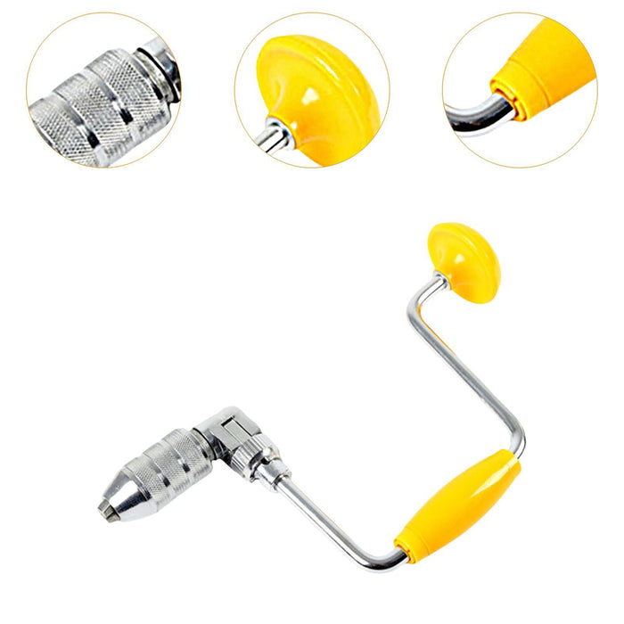 Swing Bit Brace Wood Plastic Acrylic Punching Professional Manual Hand Drill Yellow