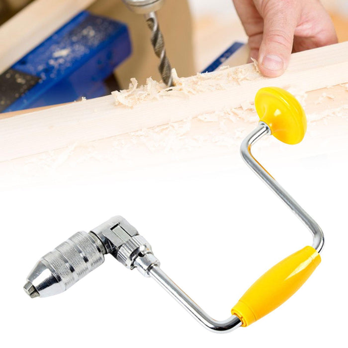 Swing Bit Brace Wood Plastic Acrylic Punching Professional Manual Hand Drill Yellow