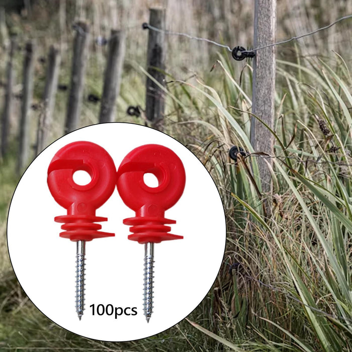 100Pcs Electric Fence Insulators Premium Fence Circle Post Wood Post Insulator Red